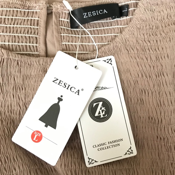 ZESICA Tiered A-Line Flutter Short Sleeve Smocked Midi Dress Women’s Size Large - Picture 10 of 16